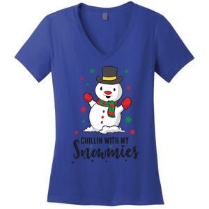 Christmas Snow Chillin With My Snowmies Gift Women's V-Neck T-Shirt