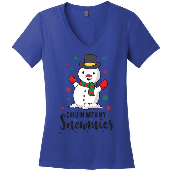 Christmas Snow Chillin With My Snowmies Gift Women's V-Neck T-Shirt