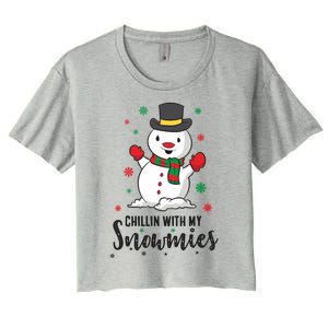 Christmas Snow Chillin With My Snowmies Gift Women's Crop Top Tee