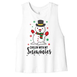 Christmas Snow Chillin With My Snowmies Gift Women's Racerback Cropped Tank