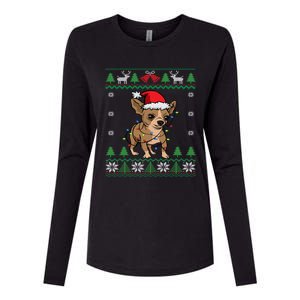 Chihuahua Santa Claus Hat And Lights Chihuahua Ugly Christmas Funny Gift Womens Cotton Relaxed Long Sleeve T-Shirt