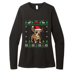 Chihuahua Santa Claus Hat And Lights Chihuahua Ugly Christmas Funny Gift Womens CVC Long Sleeve Shirt