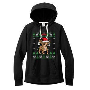 Chihuahua Santa Claus Hat And Lights Chihuahua Ugly Christmas Funny Gift Women's Fleece Hoodie