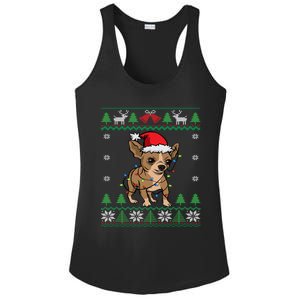 Chihuahua Santa Claus Hat And Lights Chihuahua Ugly Christmas Funny Gift Ladies PosiCharge Competitor Racerback Tank