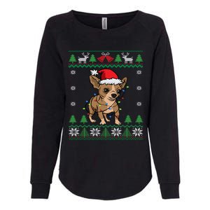 Chihuahua Santa Claus Hat And Lights Chihuahua Ugly Christmas Funny Gift Womens California Wash Sweatshirt