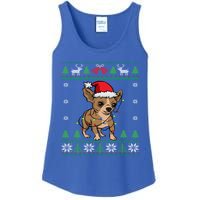 Chihuahua Santa Claus Hat And Lights Chihuahua Ugly Christmas Funny Gift Ladies Essential Tank