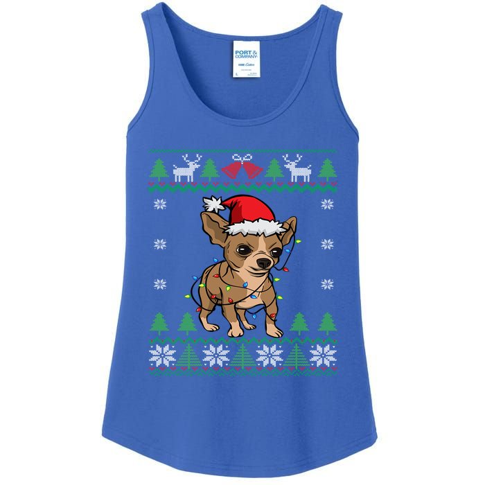 Chihuahua Santa Claus Hat And Lights Chihuahua Ugly Christmas Funny Gift Ladies Essential Tank