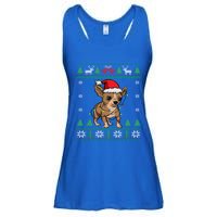 Chihuahua Santa Claus Hat And Lights Chihuahua Ugly Christmas Funny Gift Ladies Essential Flowy Tank