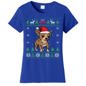 Chihuahua Santa Claus Hat And Lights Chihuahua Ugly Christmas Funny Gift Women's T-Shirt