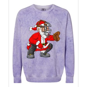 Christmas Santa Claus Baseball Catcher Xmas Colorblast Crewneck Sweatshirt