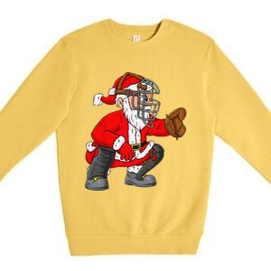 Christmas Santa Claus Baseball Catcher Xmas Premium Crewneck Sweatshirt