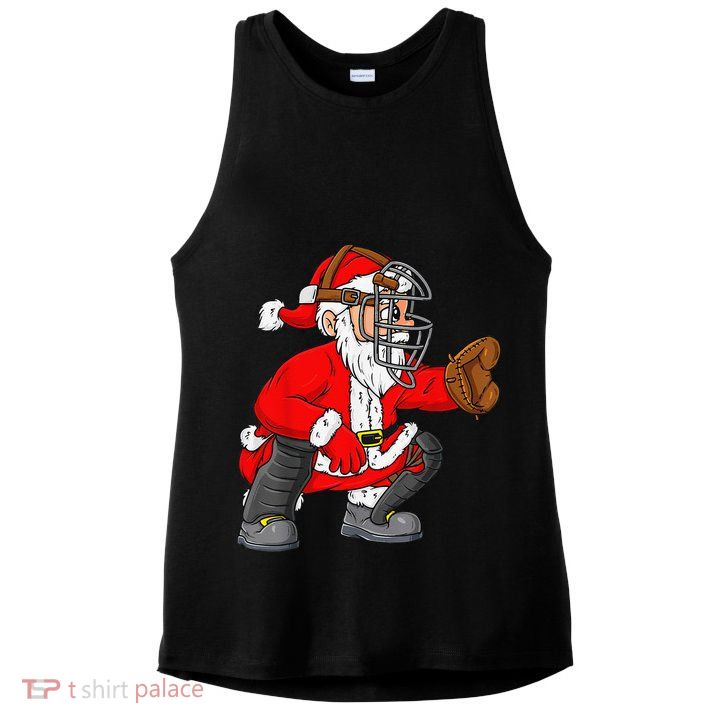 Christmas Santa Claus Baseball Catcher Xmas Ladies PosiCharge Tri-Blend Wicking Tank