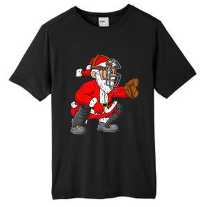 Christmas Santa Claus Baseball Catcher Xmas Tall Fusion ChromaSoft Performance T-Shirt