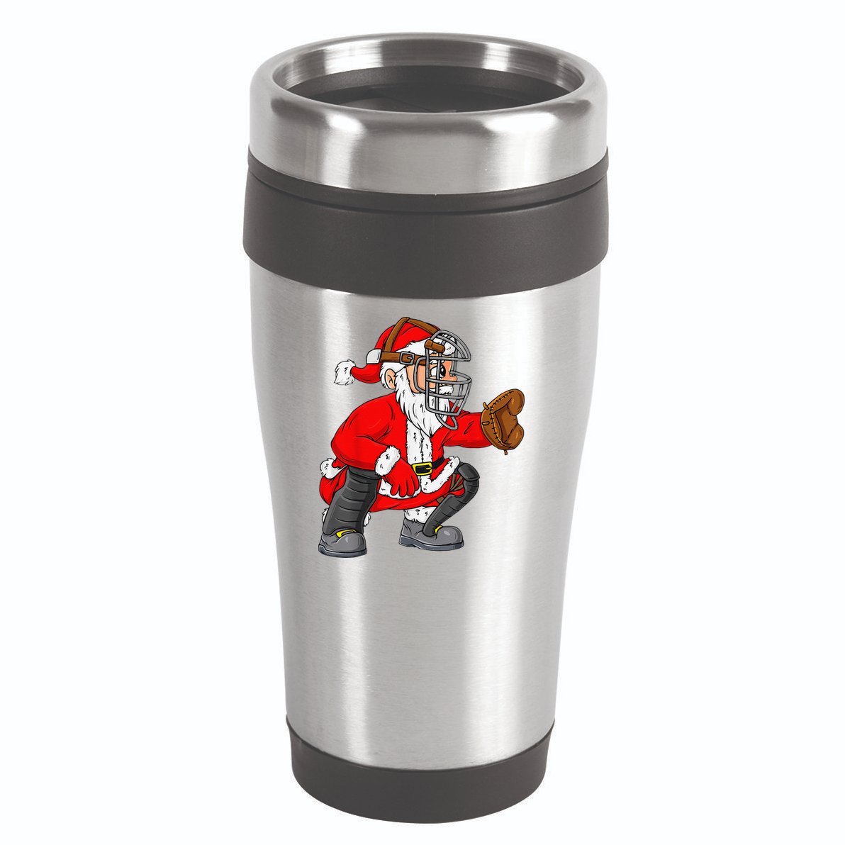 Christmas Santa Claus Baseball Catcher Xmas 16oz Travel Tumbler