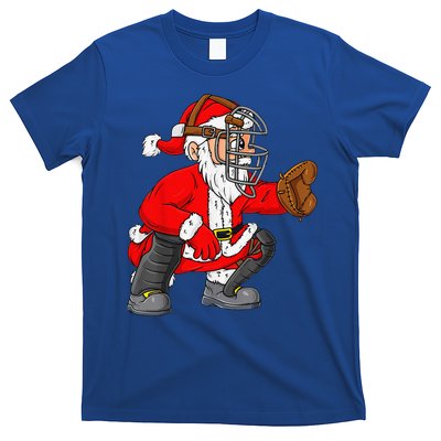 Christmas Santa Claus Baseball Catcher Xmas T-Shirt