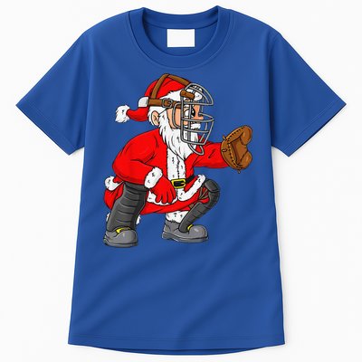 Christmas Santa Claus Baseball Catcher Xmas Tall T-Shirt