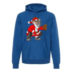 Christmas Santa Claus Baseball Catcher Xmas Premium Hoodie