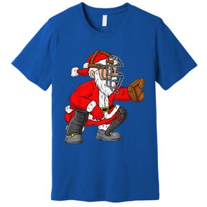 Christmas Santa Claus Baseball Catcher Xmas Premium T-Shirt