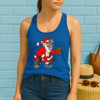 Christmas Santa Claus Baseball Catcher Xmas Womens Tank Top