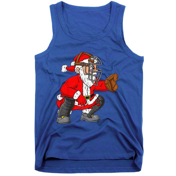 Christmas Santa Claus Baseball Catcher Xmas Tank Top