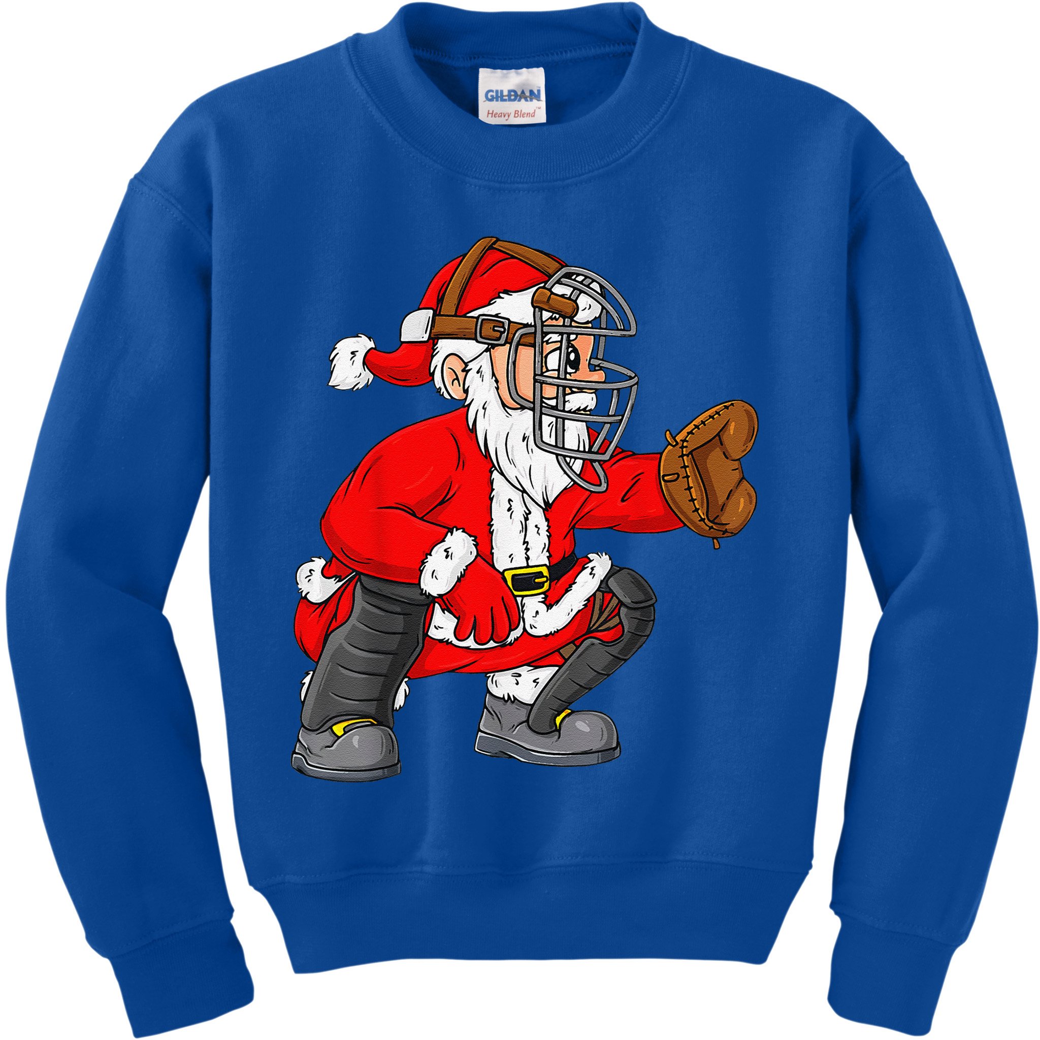 Christmas Santa Claus Baseball Catcher Xmas Kids Sweatshirt