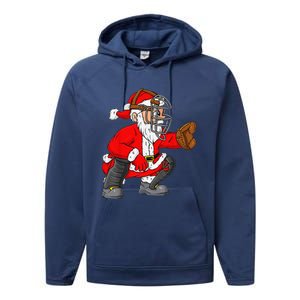 Christmas Santa Claus Baseball Catcher Xmas Performance Fleece Hoodie