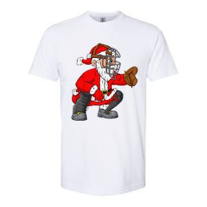 Christmas Santa Claus Baseball Catcher Xmas Softstyle CVC T-Shirt