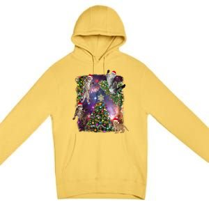 Christmas Space Cats Premium Pullover Hoodie