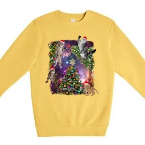 Christmas Space Cats Premium Crewneck Sweatshirt