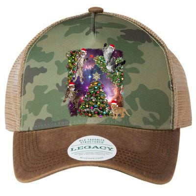 Christmas Space Cats Legacy Tie Dye Trucker Hat