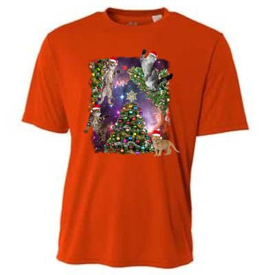 Christmas Space Cats Cooling Performance Crew T-Shirt