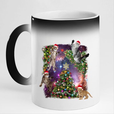 Christmas Space Cats 11oz Black Color Changing Mug