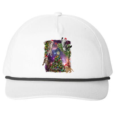 Christmas Space Cats Snapback Five-Panel Rope Hat