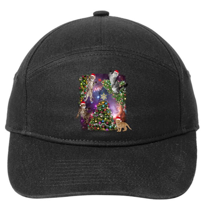 Christmas Space Cats 7-Panel Snapback Hat