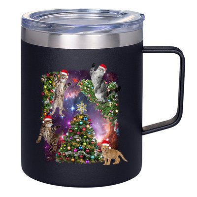 Christmas Space Cats 12oz Stainless Steel Coffee Mug