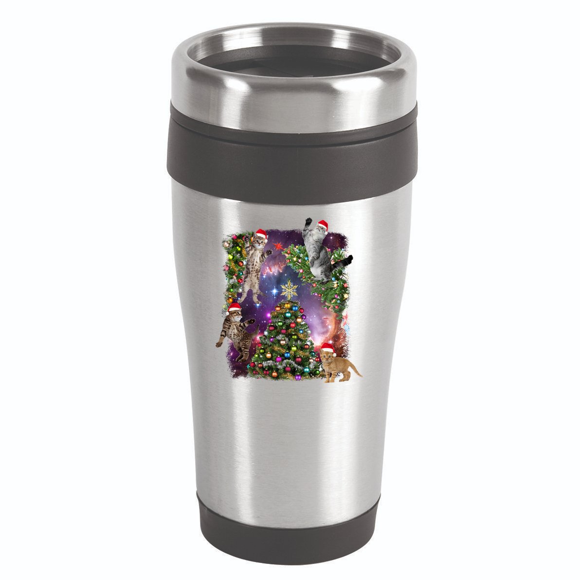 Christmas Space Cats 16oz Travel Tumbler