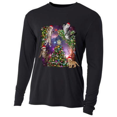 Christmas Space Cats Cooling Performance Long Sleeve Crew
