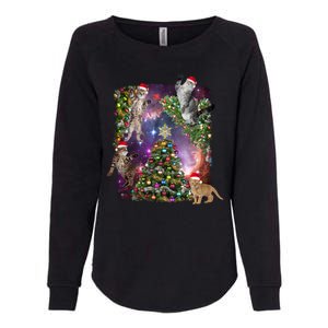 Christmas Space Cats Womens California Wash Sweatshirt