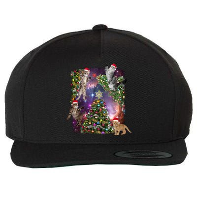 Christmas Space Cats Wool Snapback Cap