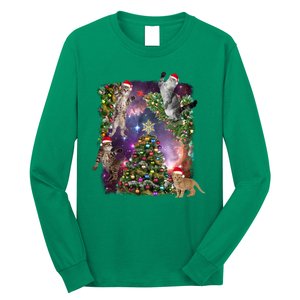 Christmas Space Cats Long Sleeve Shirt