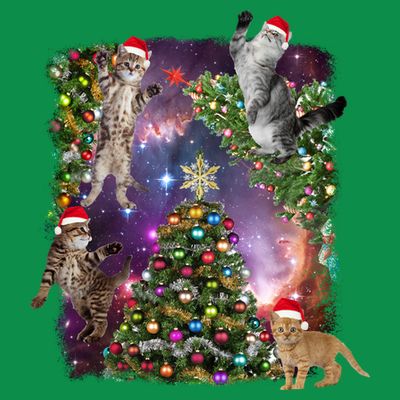 Christmas Space Cats T-Shirt