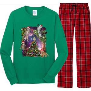 Christmas Space Cats Long Sleeve Pajama Set