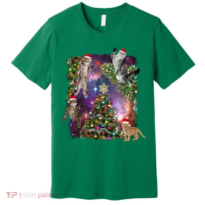 Christmas Space Cats Premium T-Shirt