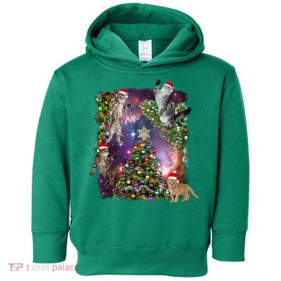 Christmas Space Cats Toddler Hoodie