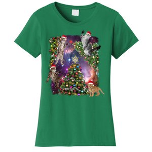 Christmas Space Cats Women's T-Shirt