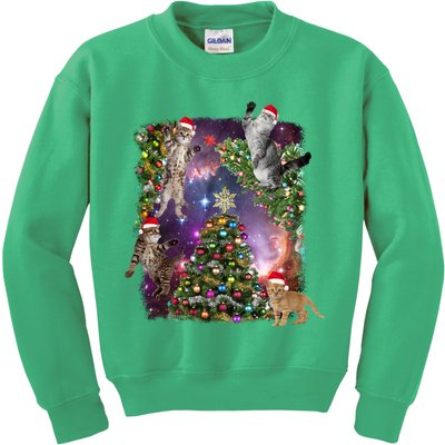 Christmas Space Cats Kids Sweatshirt