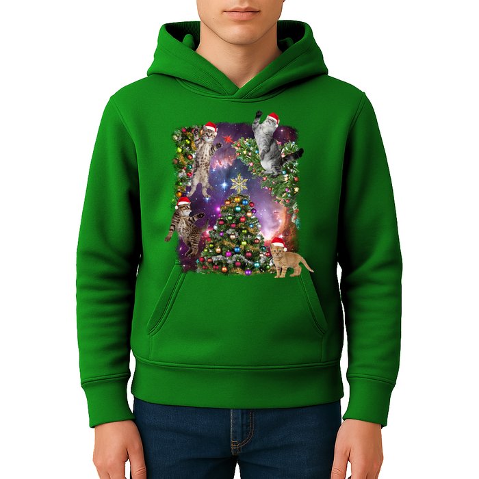 Christmas Space Cats Kids Hoodie