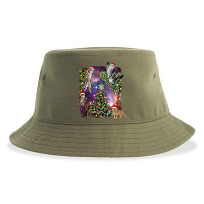 Christmas Space Cats Sustainable Bucket Hat