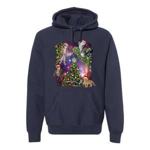 Christmas Space Cats Premium Hoodie