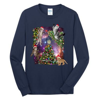 Christmas Space Cats Tall Long Sleeve T-Shirt